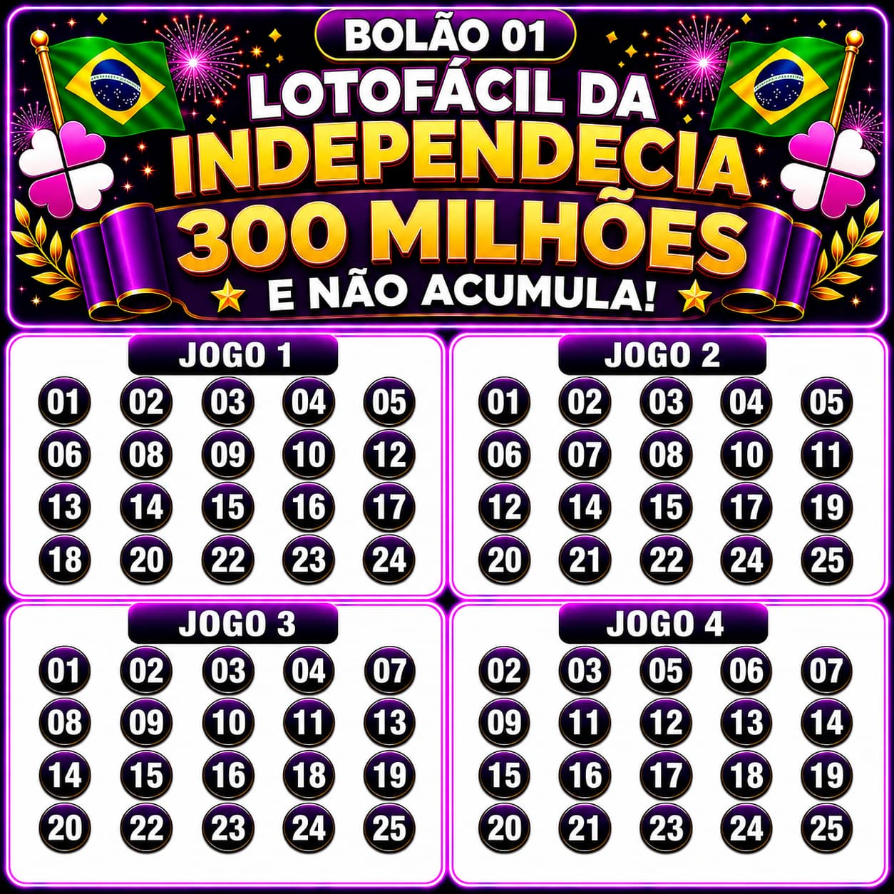 Lotofácil – Plano 11