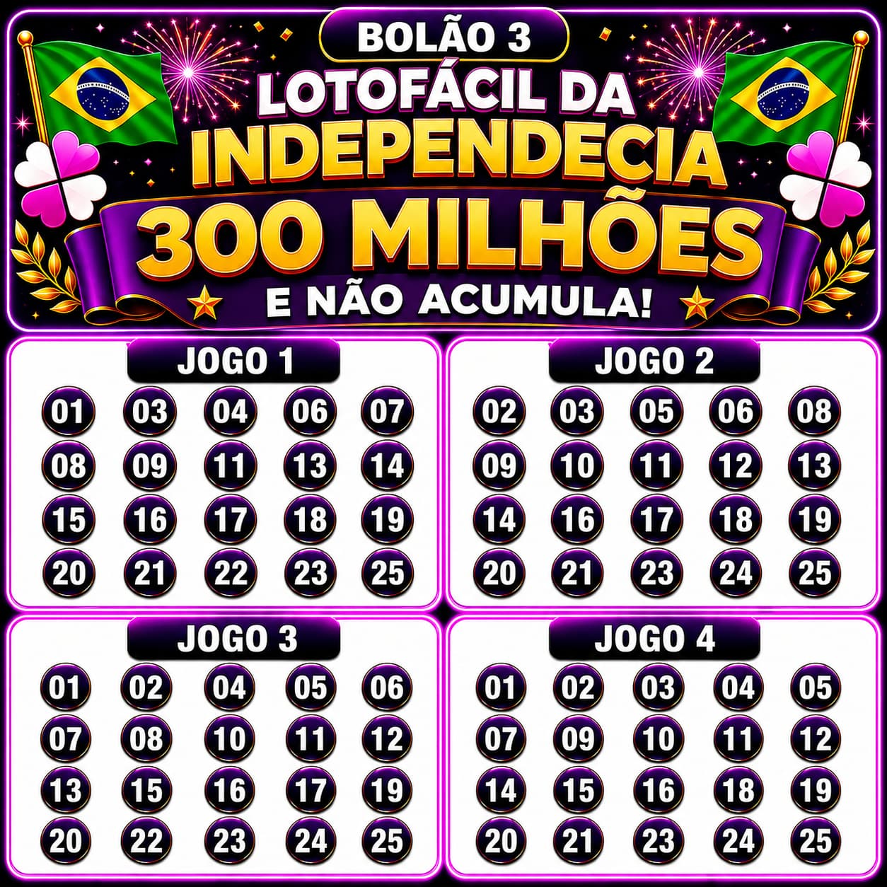 Lotofácil – Plano 13