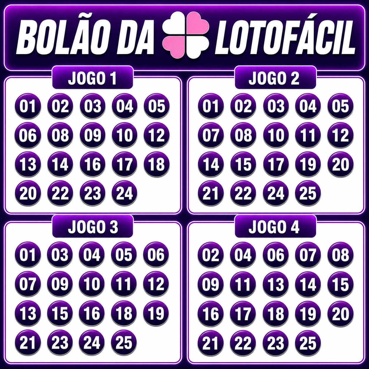 Lotofácil – Plano 5